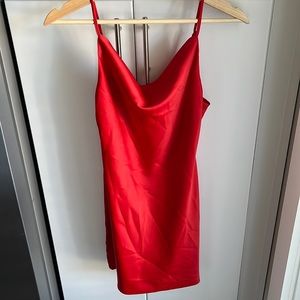 URBAN OUTFITTERS red satin cowl neck mini dress (size S)